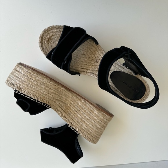 Celine Espadrilles Black Velvet Sandals Wedge Platforms size 40 New with box - Picture 9 of 10